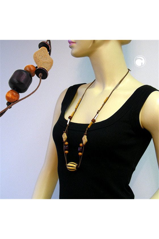 NECKLACE LARGE BEADS BROWN 110CM