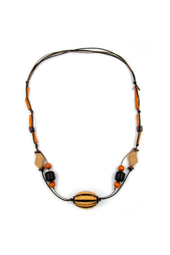 NECKLACE LARGE BEADS BROWN 110CM