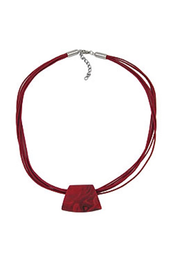 NECKLACE TRAPEZIUM RED-BLACK-MARBLED 50CM