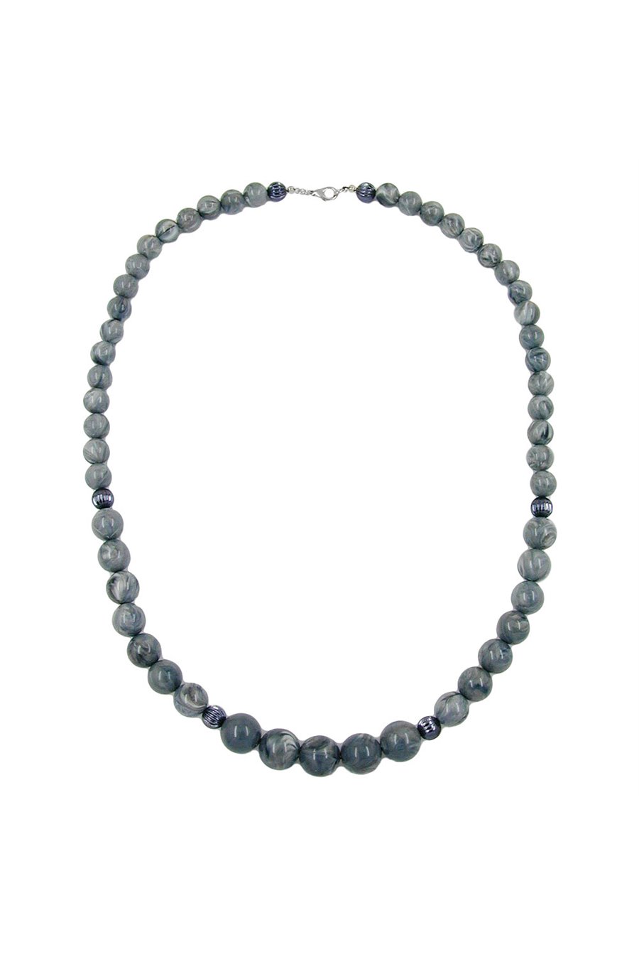 NECKLACE BEADS GREY MARBLED