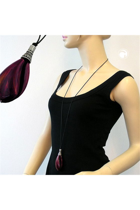NECKLACE DROP PURPLE MARBLED