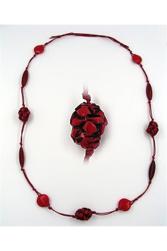 NECKLACE FANTASY BEADS RED-BLACK