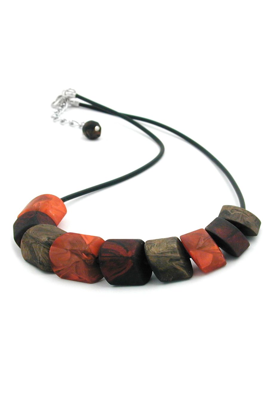 NECKLACE BEADS BROWN 45CM
