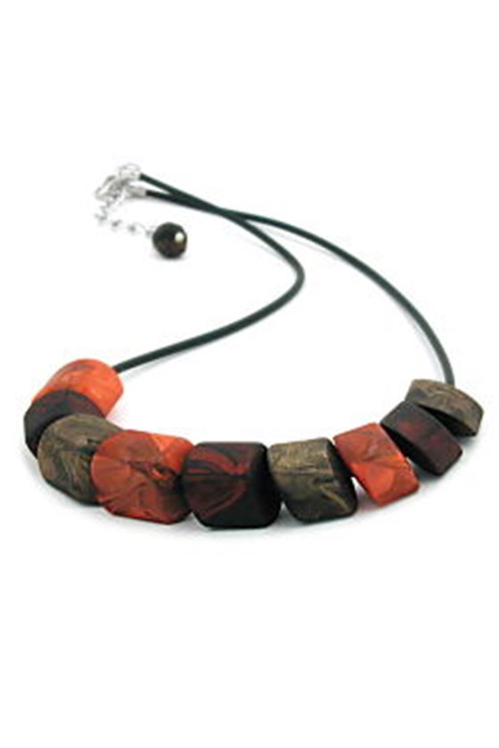 NECKLACE BEADS BROWN 45CM