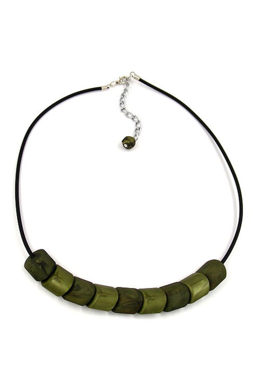 NECKLACE BEADS GREEN-SILK 45CM