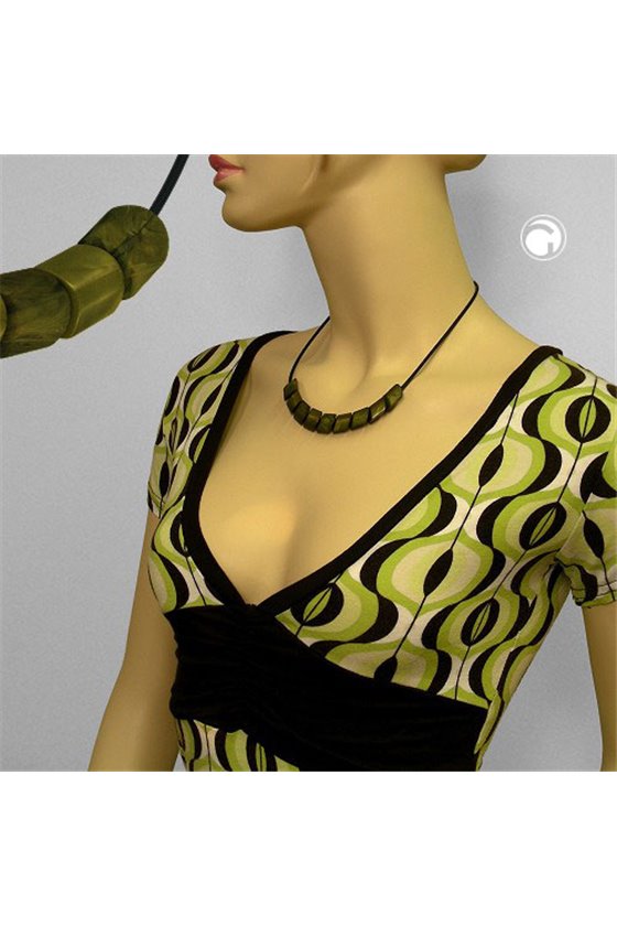 NECKLACE BEADS GREEN-SILK 45CM
