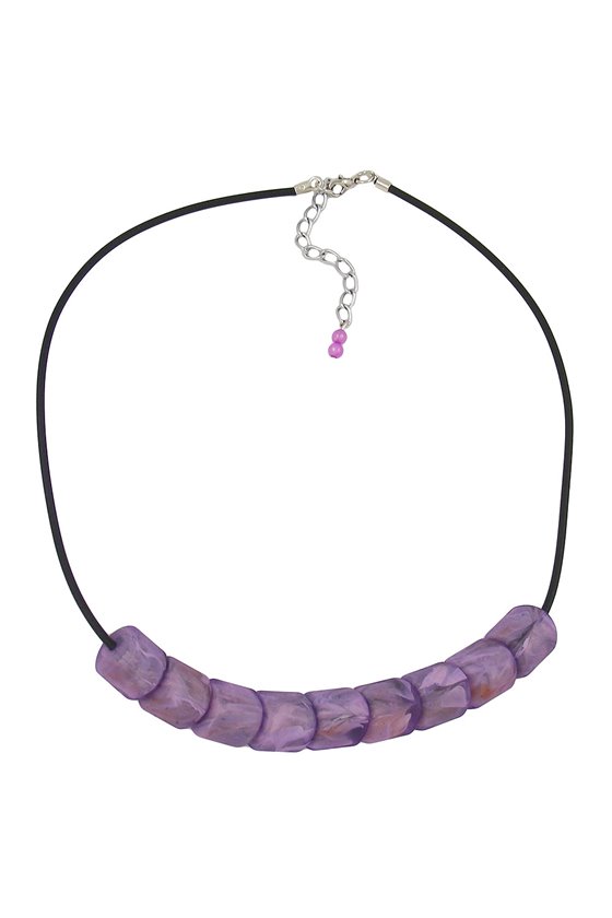 NECKLACE BEADS LILAC-MARBELED 45CM
