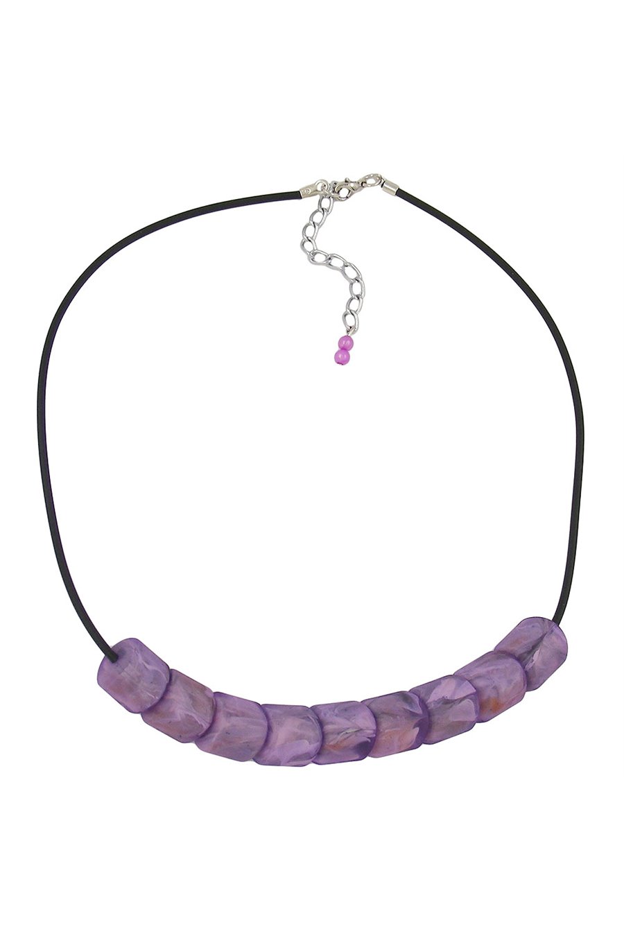 NECKLACE BEADS LILAC-MARBELED 45CM