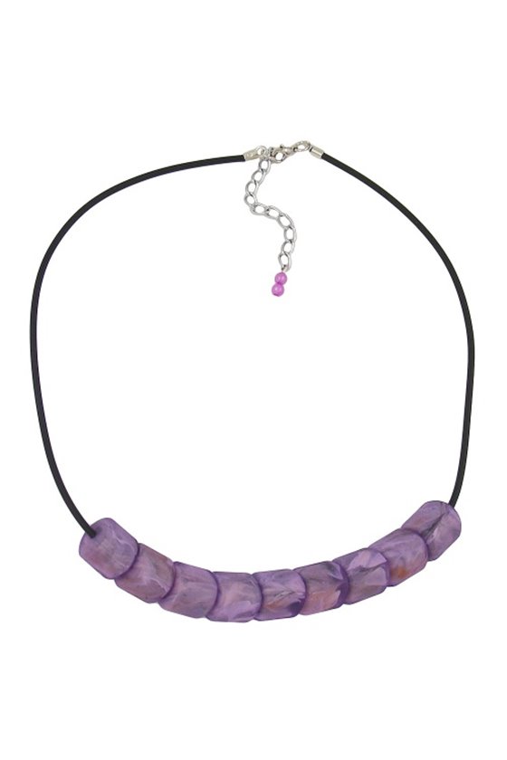 NECKLACE BEADS LILAC-MARBELED 45CM