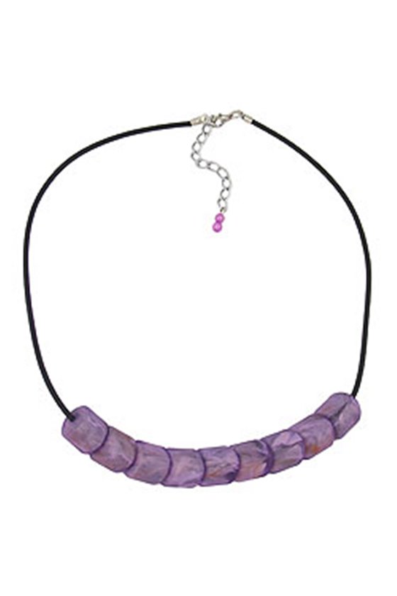 NECKLACE BEADS LILAC-MARBELED 45CM