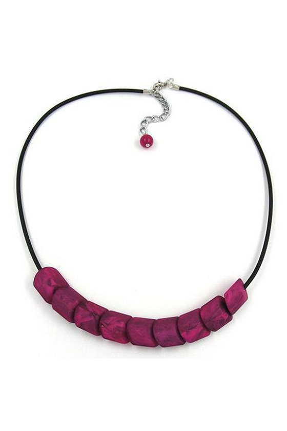 NECKLACE BEADS PINK-MARBELED 45CM