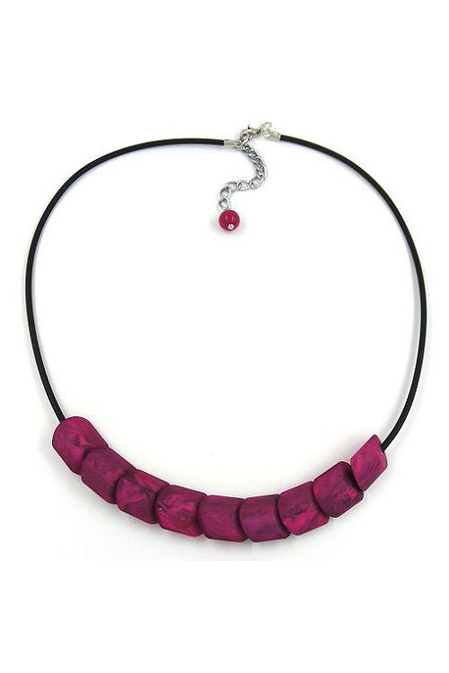 NECKLACE BEADS PINK-MARBELED 45CM
