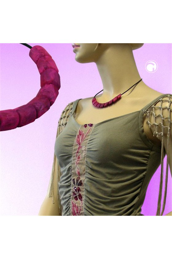 NECKLACE BEADS PINK-MARBELED 45CM