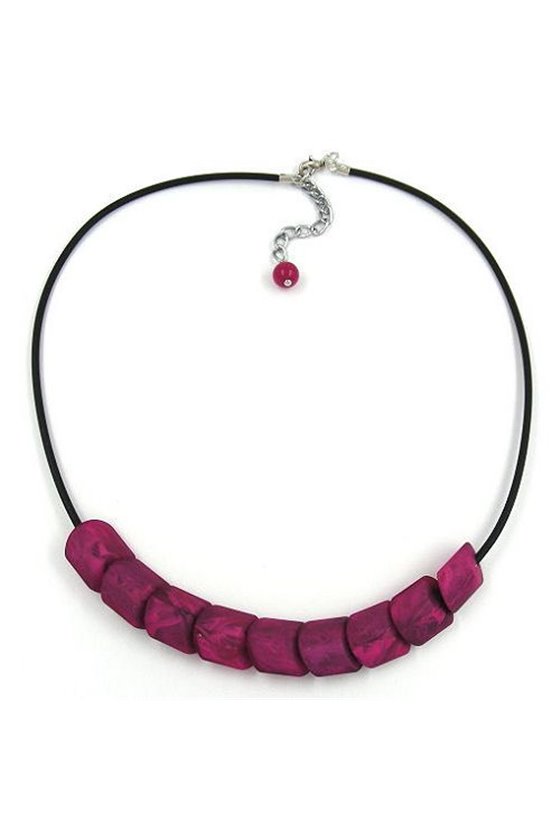 NECKLACE BEADS PINK-MARBELED 45CM