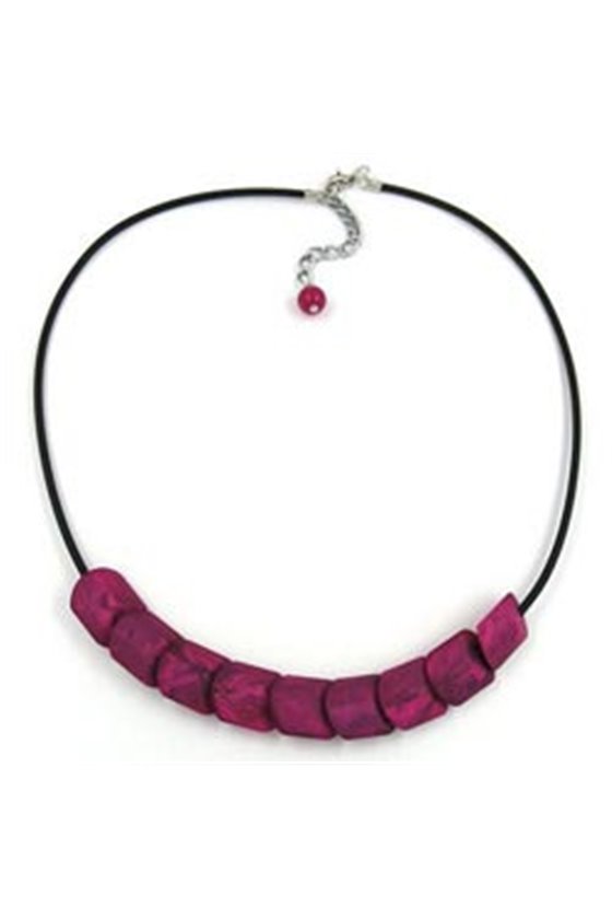 NECKLACE BEADS PINK-MARBELED 45CM