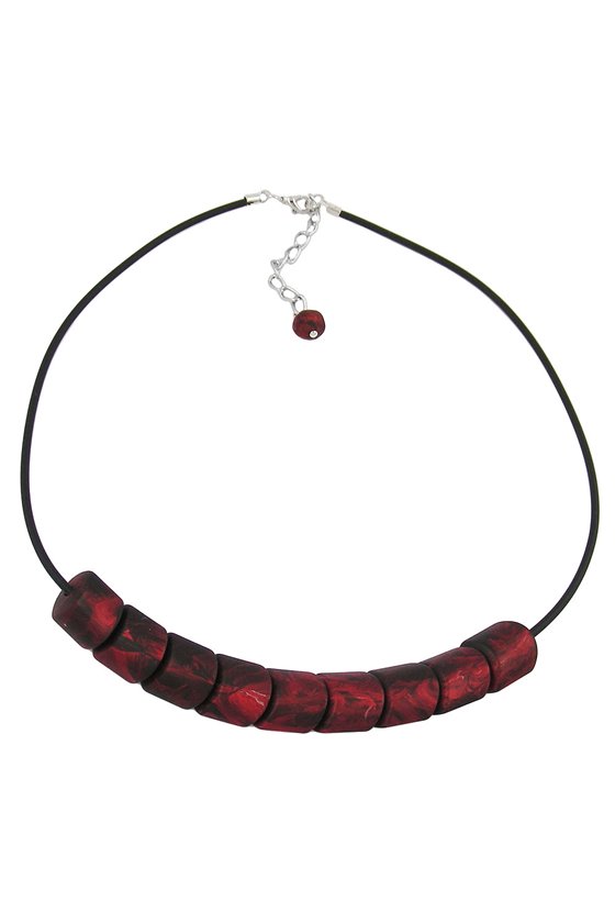 NECKLACE BEADS RED RUBBER-CHAIN 45CM