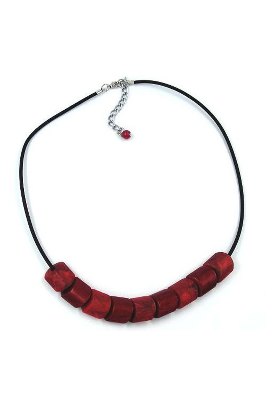 NECKLACE BEADS RED-MARBELED 45CM