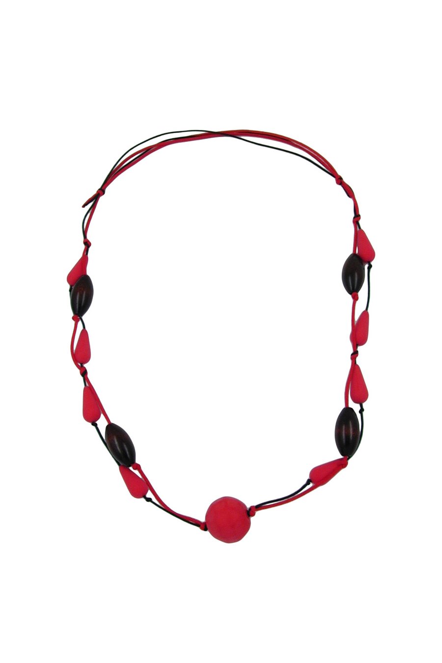 NECKLACE BEADS RED/ BROWN/ BLACK