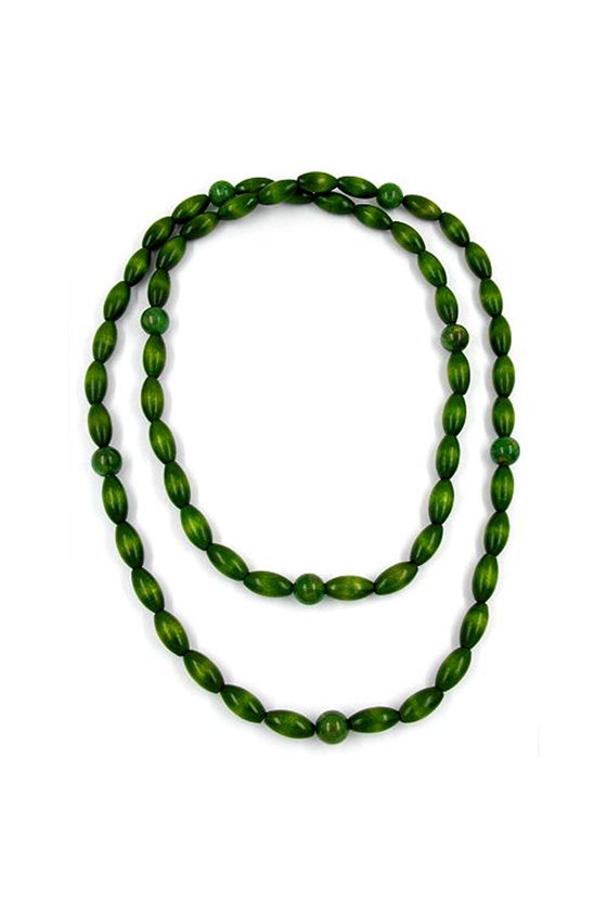 NECKLACE WOODEN BEADS DARK GREEN