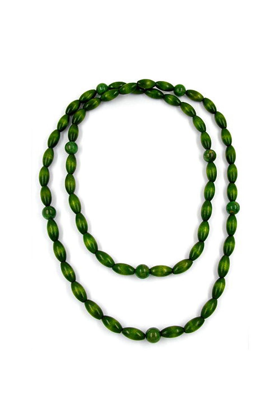 NECKLACE WOODEN BEADS DARK GREEN