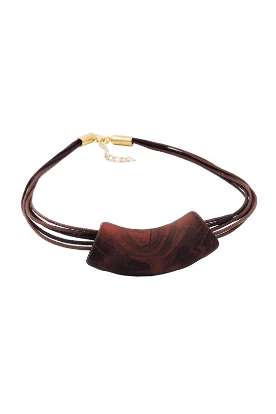 NECKLACE TUBE FLAT CURVED BROWN 50CM