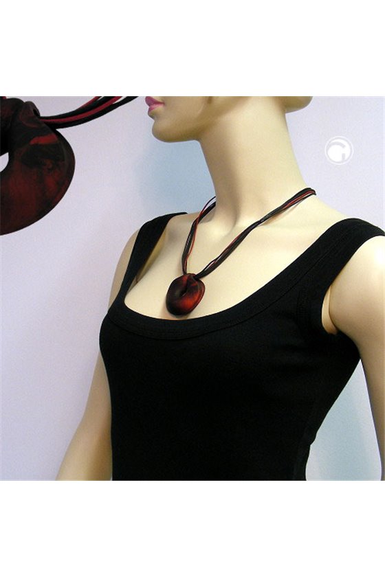NECKLACE AMULET AUBERGINE-METALLIC 55CM