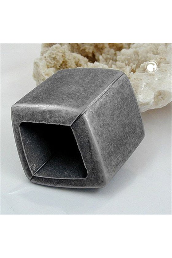 SCARF BEAD SLANTED ANTIQUE SILVER LOOK