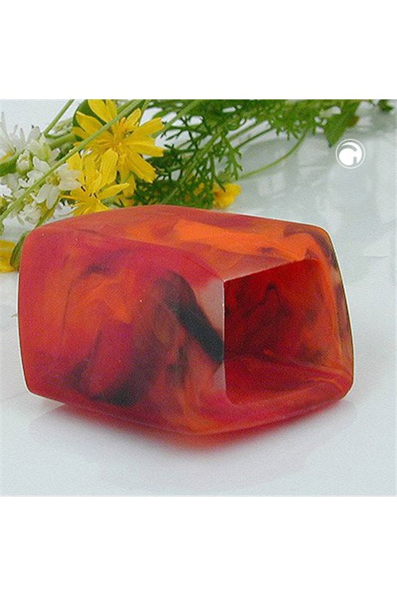 SCARF BEAD SLANTED RED MARBLED