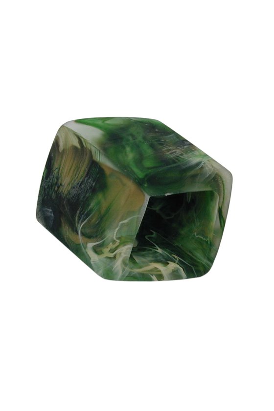 SCARF BEAD SLANTED GREEN MARBLED
