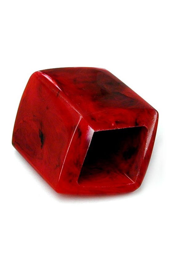 SCARF BEAD HEXAGON RED MARBLED