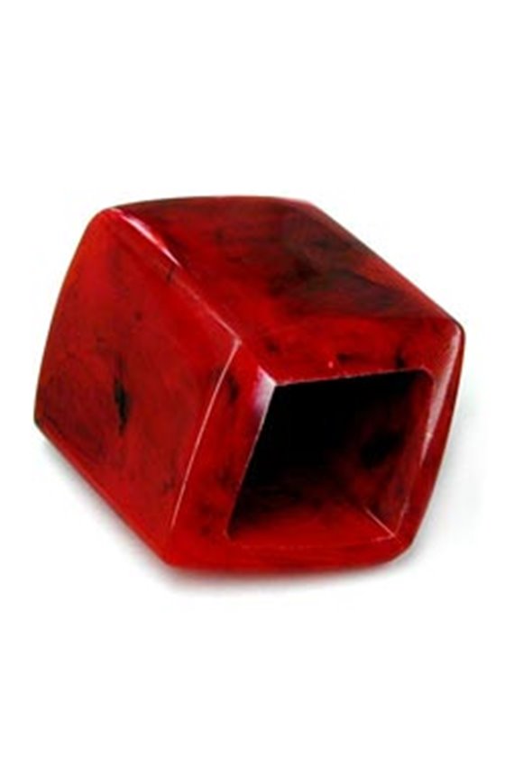 SCARF BEAD HEXAGON RED MARBLED