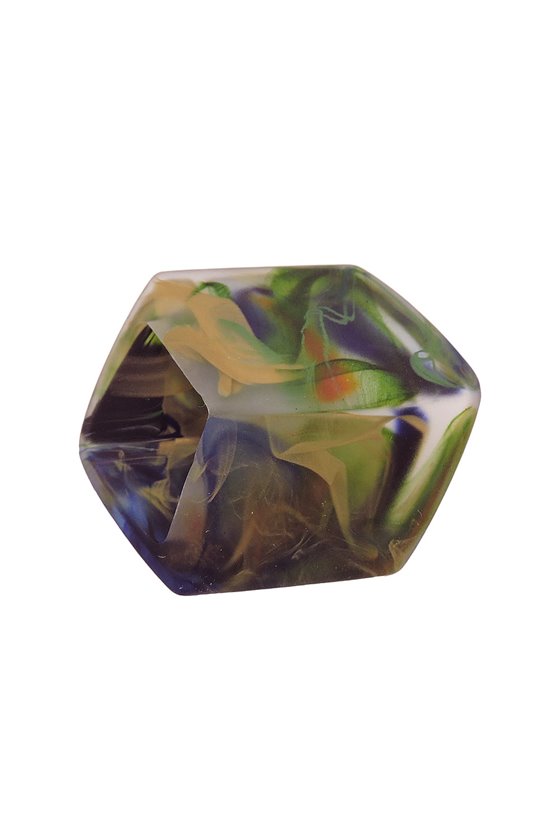 SCARF BEAD HEXAGON GREEN MARBLED