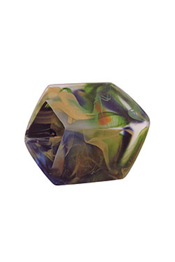SCARF BEAD HEXAGON GREEN MARBLED