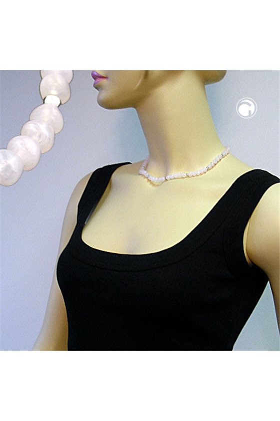 NECKLACE BEADS PINK 42CM