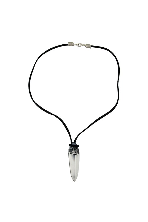 NECKLACE POINTED PENDANT ANTIQUE SILVER COLOUR