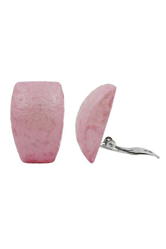 CLIP-ON EARRING TRAPEZIUM PINK CRASH LOOK