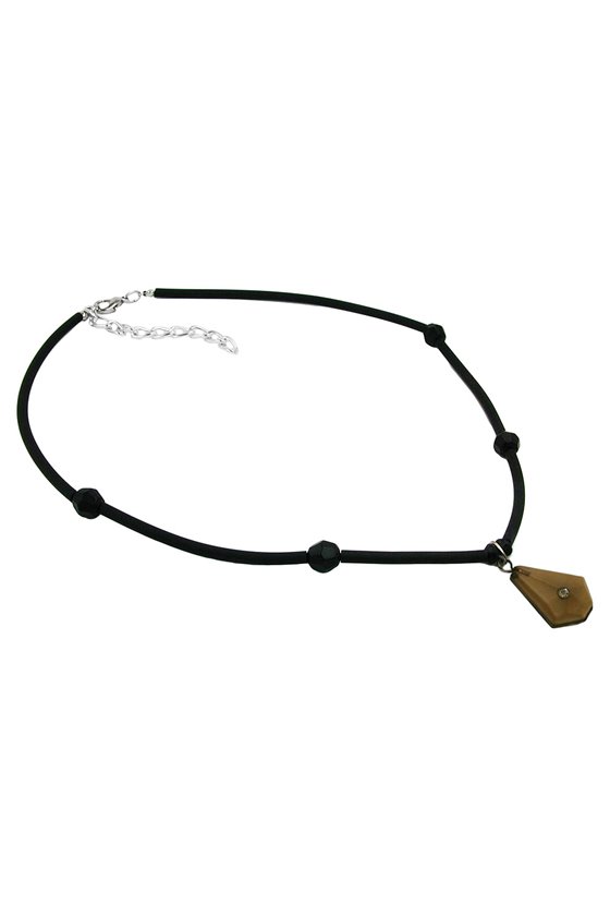 NECKLACE TRAPEZIUM PENDANT RHINESTONE BROWN