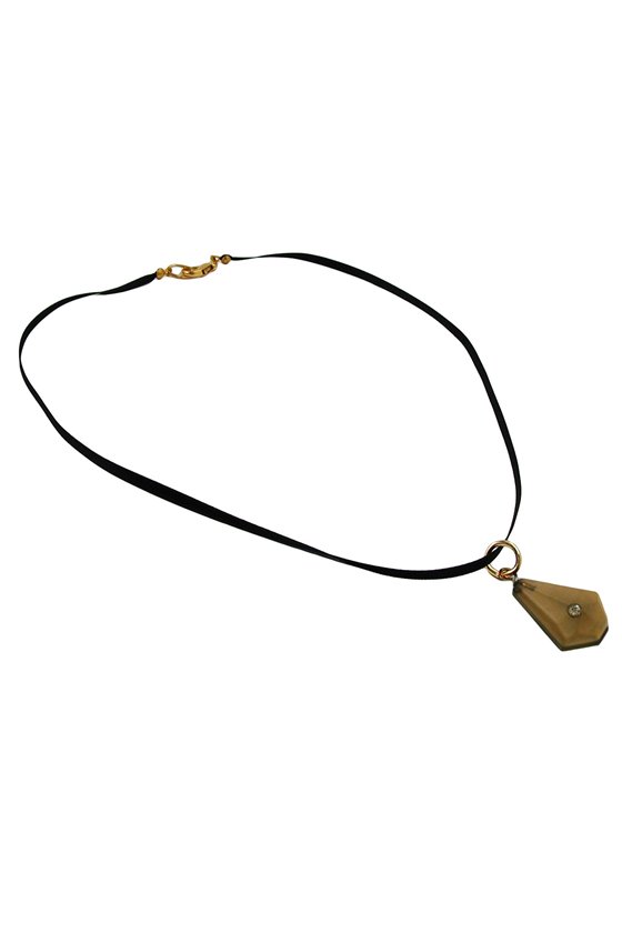 NECKLACE TRAPEZIUM PENDANT RHINESTONE BROWN