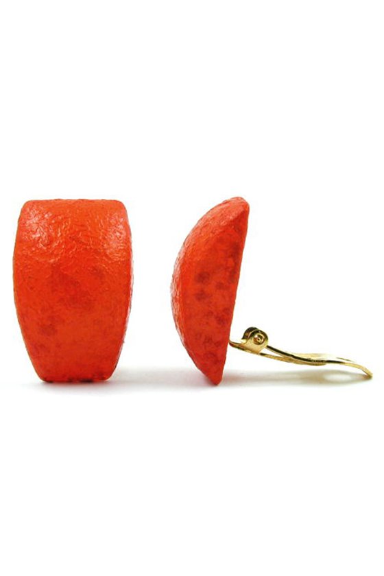 CLIP-ON EARRING TRAPEZIUM ORANGE APRICOT
