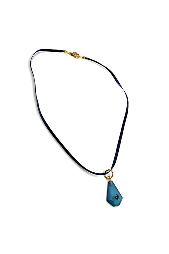 NECKLACE SILK CORD BLUE PENDANT