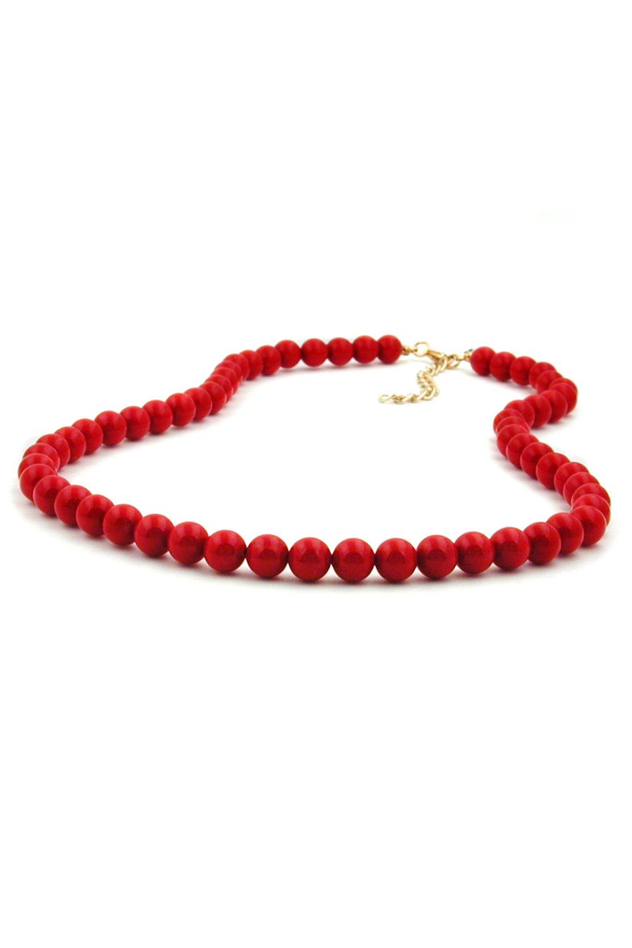 NECKLACE BEADS 8MM RED SHINY