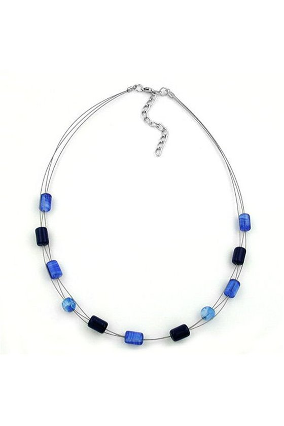 NECKLACE GLASS BEADS BLUE-BLACK