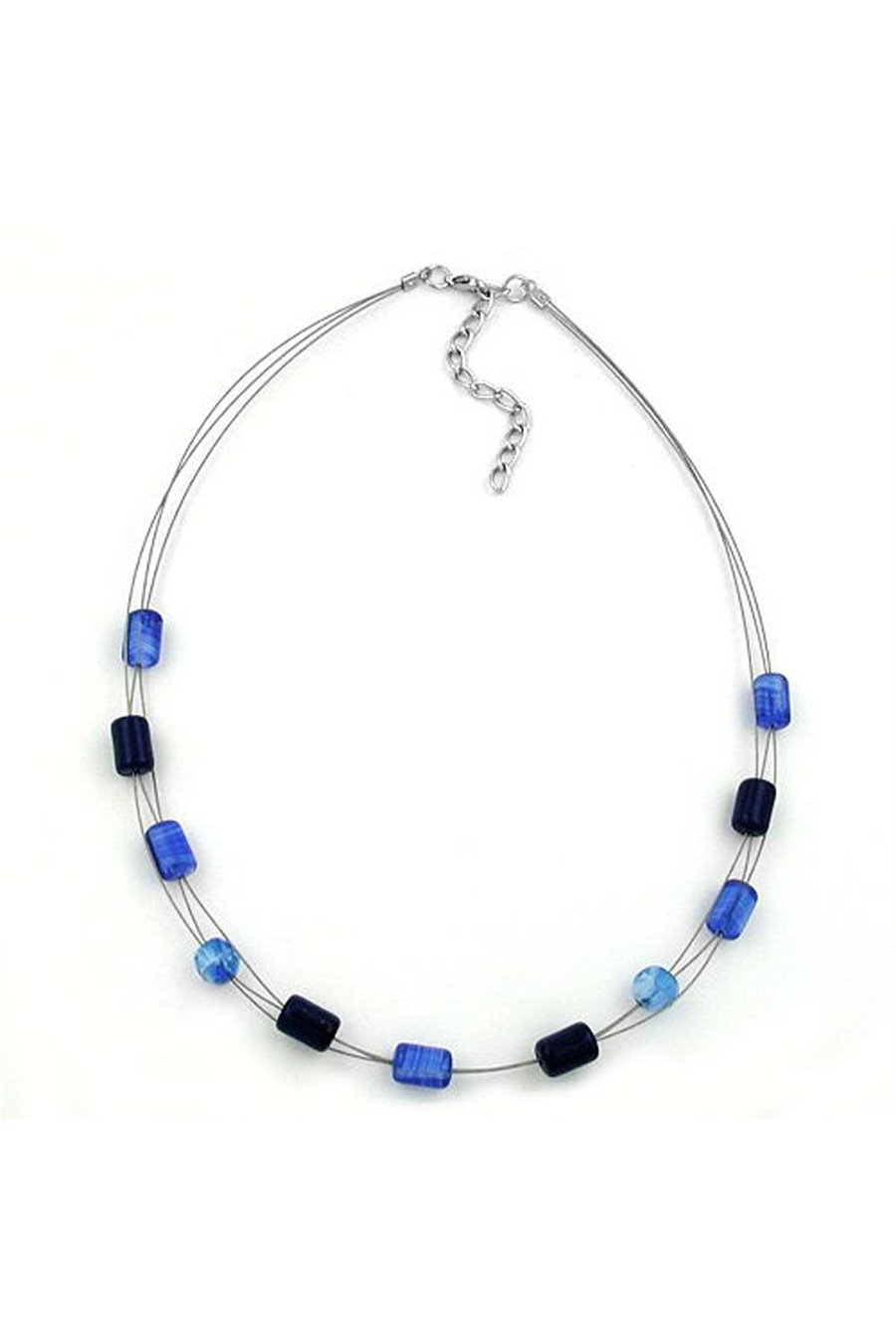 NECKLACE GLASS BEADS BLUE-BLACK