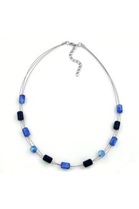 NECKLACE GLASS BEADS BLUE-BLACK