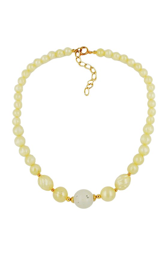 NECKLACE YELLOW TONE TRANSPARENT BEAD