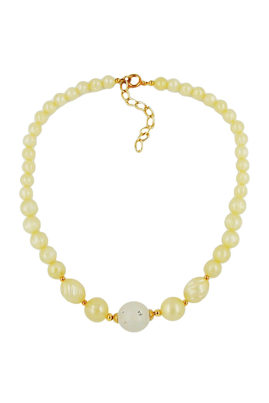 NECKLACE YELLOW TONE TRANSPARENT BEAD