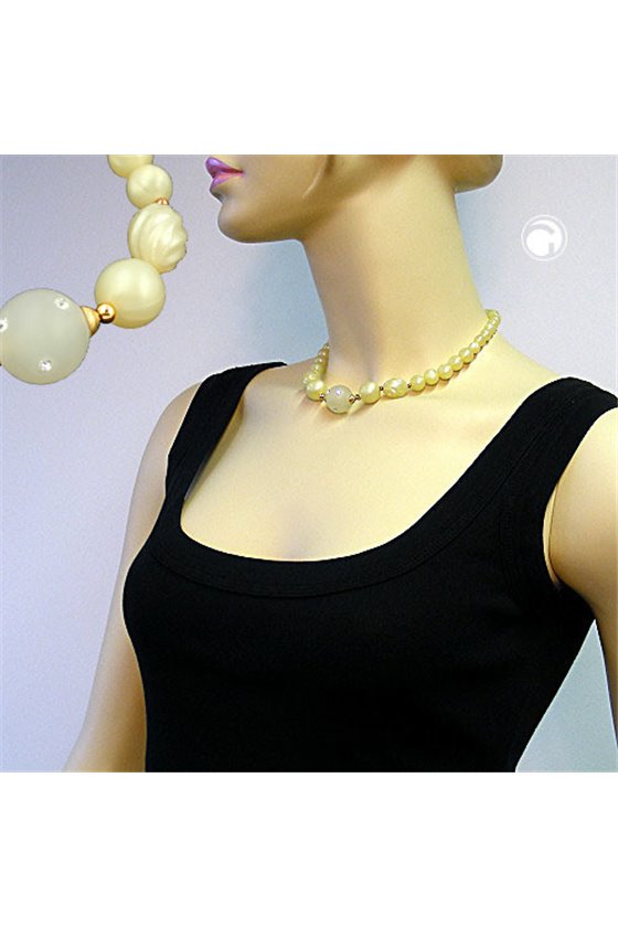 NECKLACE YELLOW TONE TRANSPARENT BEAD