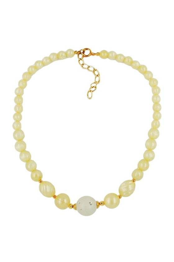 NECKLACE YELLOW TONE TRANSPARENT BEAD