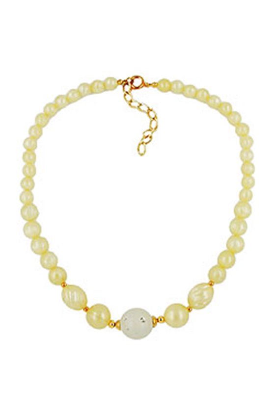 NECKLACE YELLOW TONE TRANSPARENT BEAD