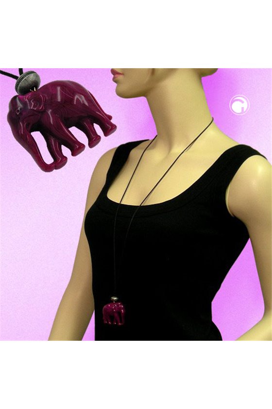 NECKLACE ELEPHANT PURPLE MARBLED